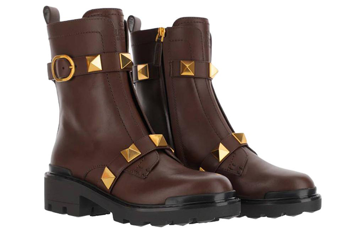 (W) Valentino Calfskin Stud Ankle Boot 'Brown' 圖 3