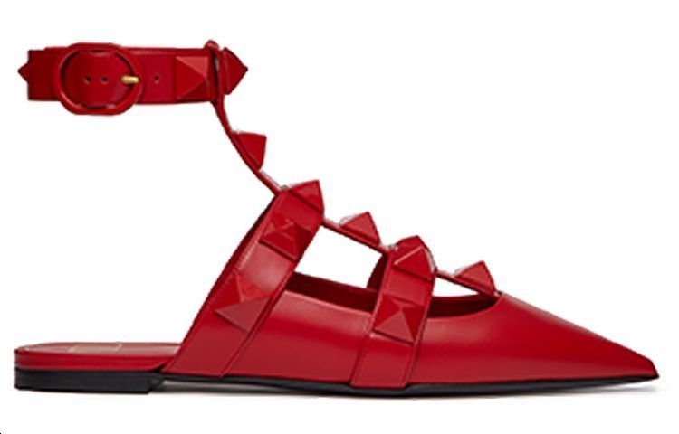 Order (W) Valentino Sepatu Balet Stud Kulit Anak Sapi 'Merah' WW2S0BY5GWIJU5