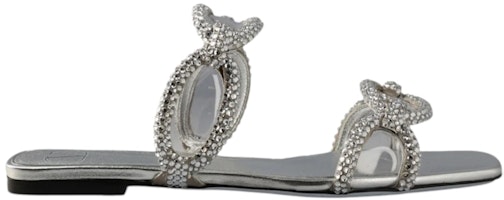 (Women) Valentino Chain Embellished Slip-On Sandals 'Silver' 2W2S0GK2APLS13 (Women) Valentino Chain Embellished Slip-On Sandals 'Silver' 2W2S0GK2APLS13