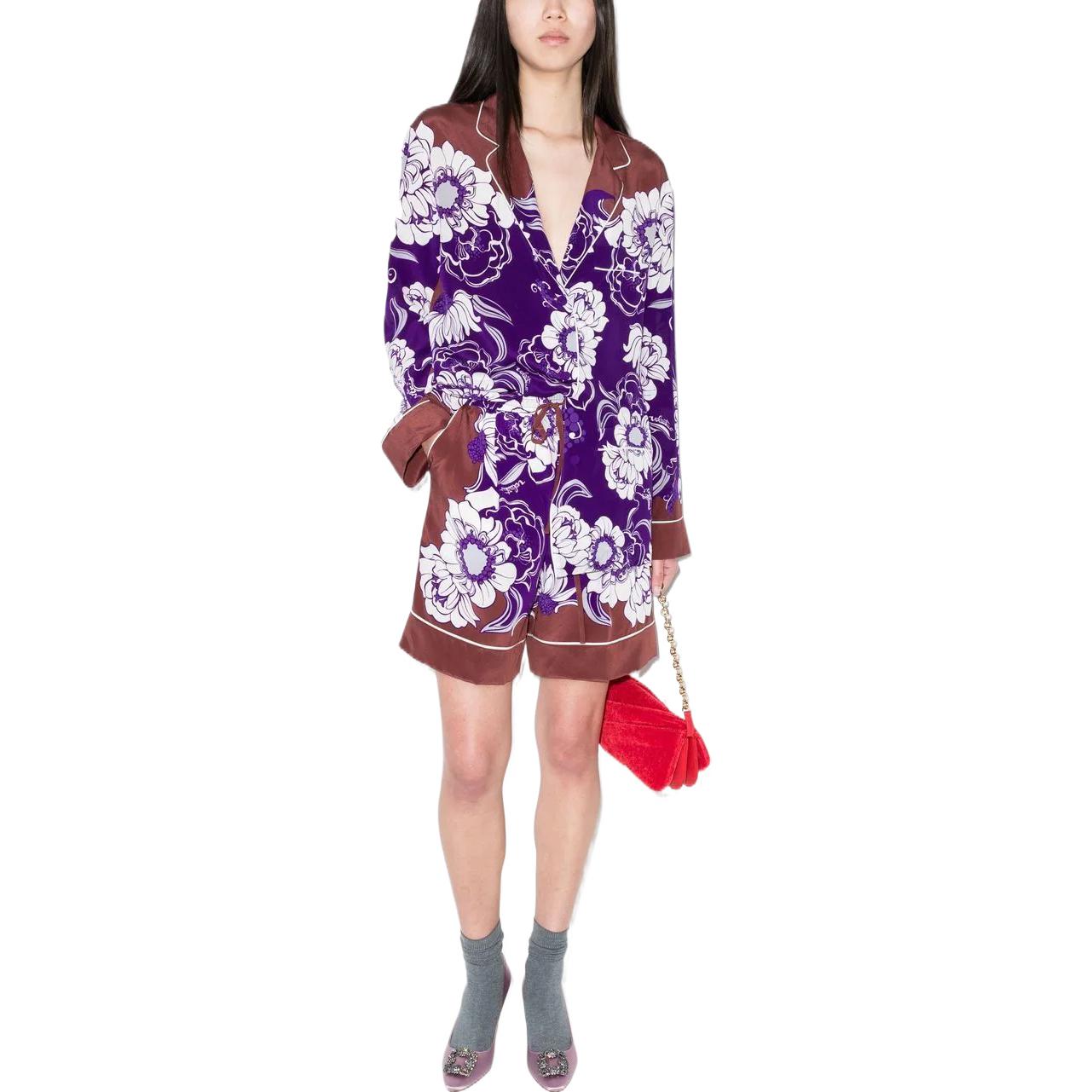 Lookbook (W) Valentino Daisyland紫色花卉印花单排扣女士衬衫 BAB3R5776PNJ