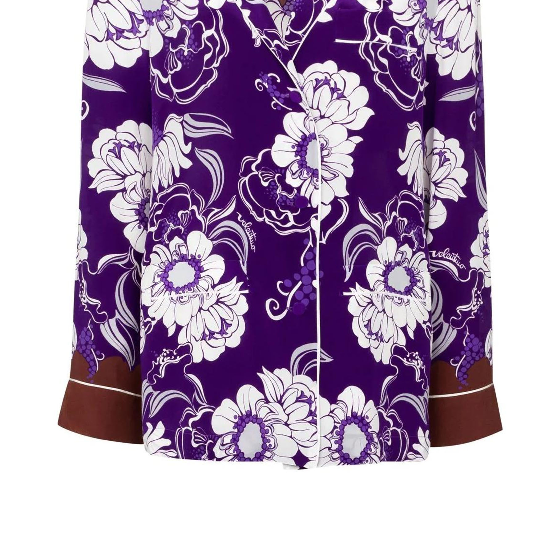 Sizing (W) Valentino Daisyland紫色花卉印花单排扣女士衬衫 BAB3R5776PNJ