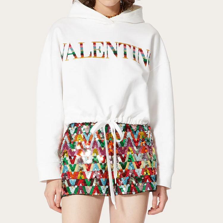 (Women) Valentino Embroidered Logo Knit Hoodie White XB3MF16H7210BO 圖 5