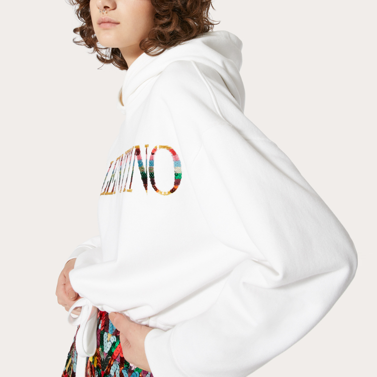 (Women) Valentino Embroidered Logo Knit Hoodie White XB3MF16H7210BO 圖 7