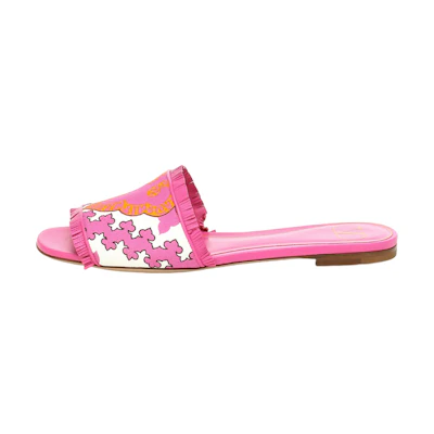 (W) Valentino Fabric Print Flat 'Fashion Slipper Pink'