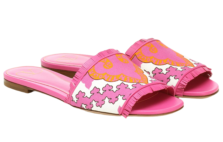 (W) Valentino Fabric Print Flat 'Fashion Slipper Pink' 圖 3