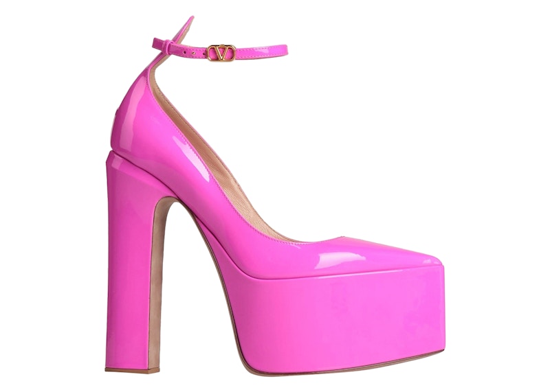(W) Valentino Vlogo Tan-Go 135mm Patent Platform Pump 'Pink'