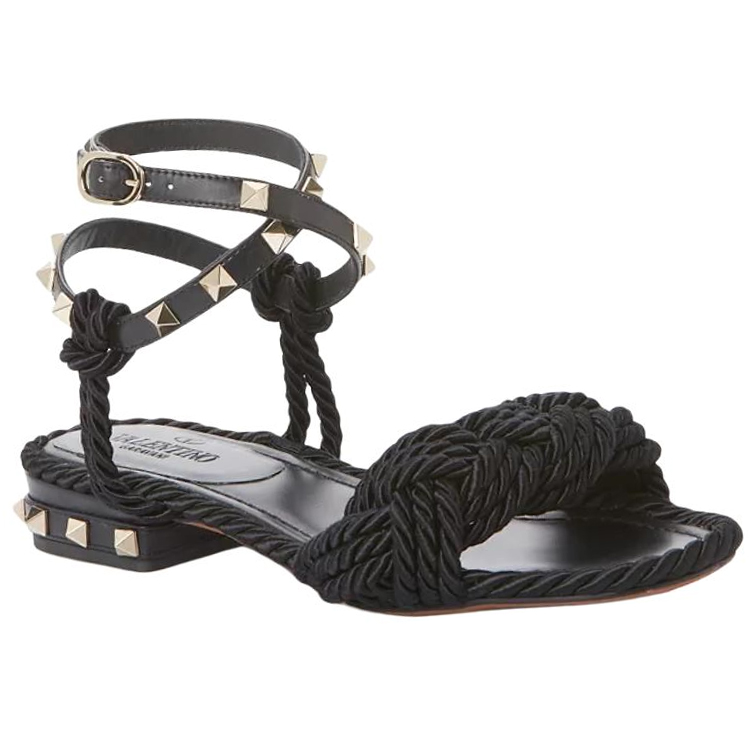 (W) Valentino Fashion Leather Sandal 'Black' 圖 2