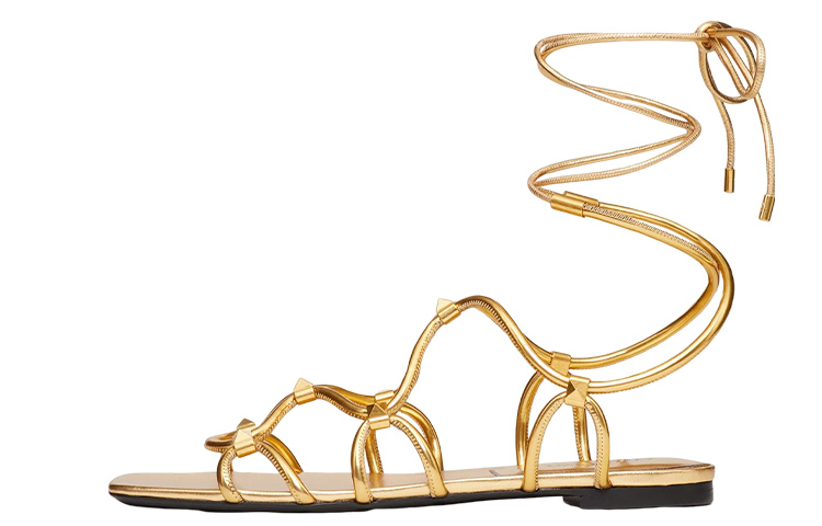 (Women) Valentino Flat Lace-Up Sandal 'Gold' 2W2S0GG6RNJKM5