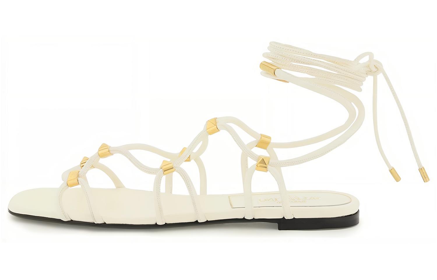(W) Valentino Flat Strappy Open-Toe Slide 'White Fashion'