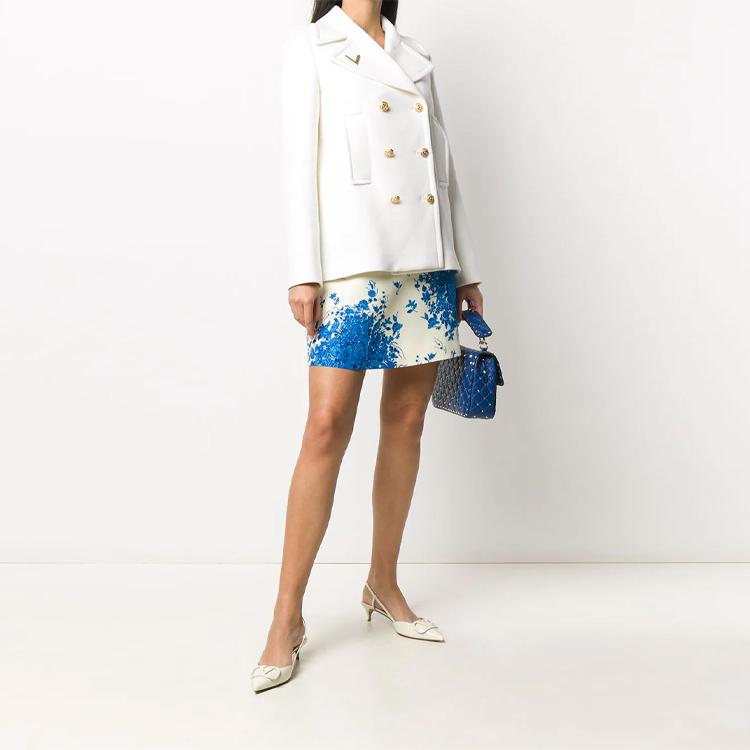 Lookbook (W) 발렌티노 플로럴 사이드지퍼 A라인 캐주얼 스커트 - 블루 UB3RA6M55LTAB8