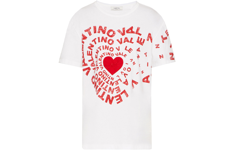 (Women) Valentino FW21 Amore Heart Print White Tee 七夕 Limited Edition. WB3MG14L6KRA33