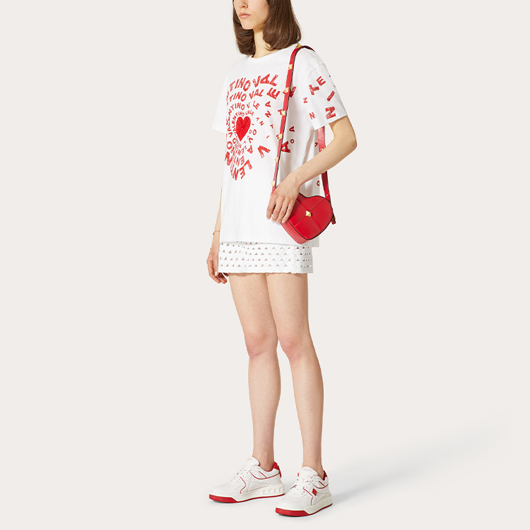 Purchase (W) 발렌티노 FW21 아모레 하트 프린트 화이트 티 七夕 한정판. WB3MG14L6KRA33