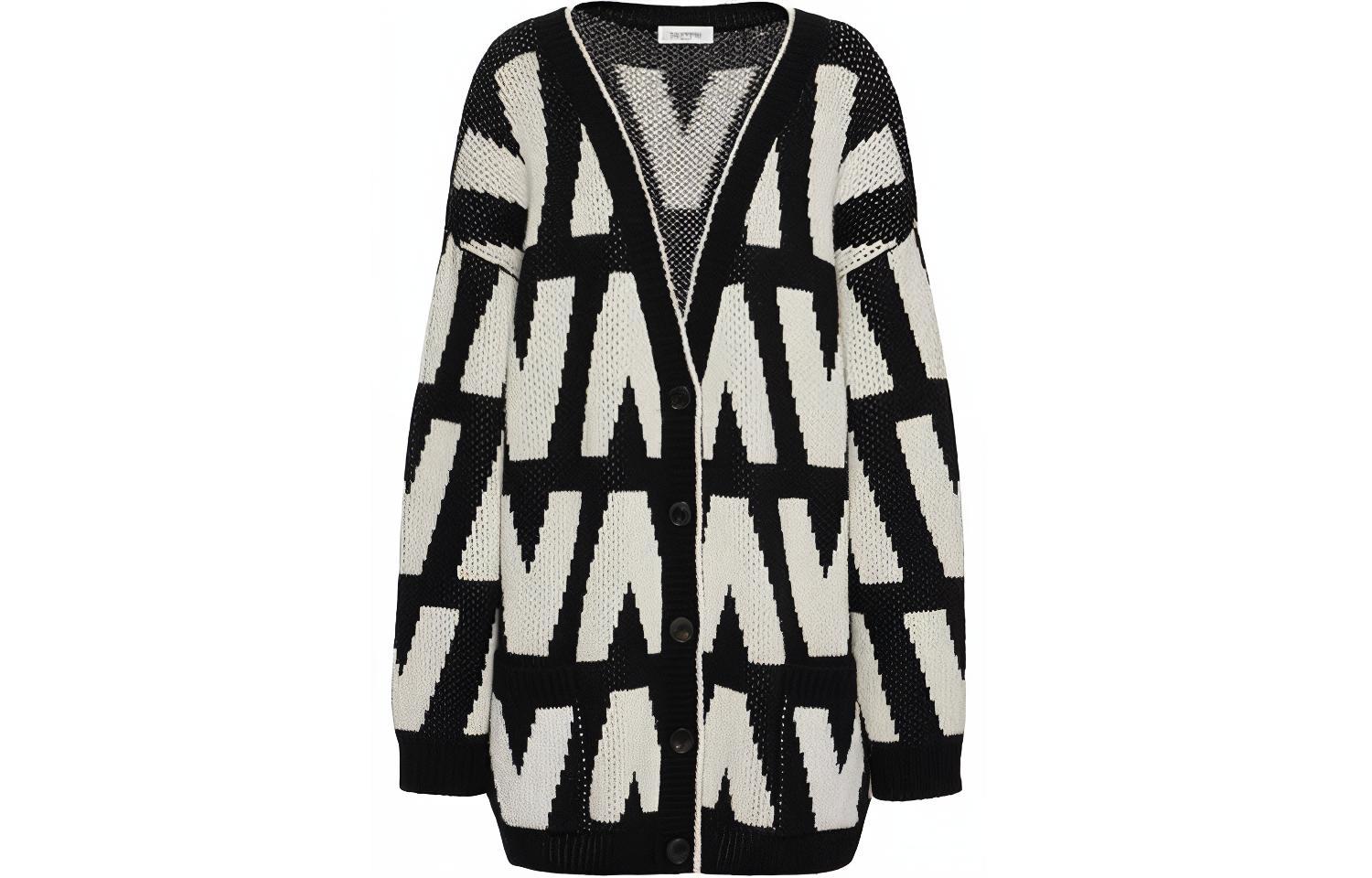 Order (W) Valentino 2021秋冬黑色棉质提花针织毛衣. WB3KA02I6G40NA