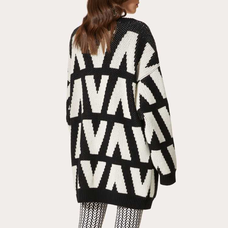 Purchase (W) Valentino 2021秋冬黑色棉质提花针织毛衣. WB3KA02I6G40NA