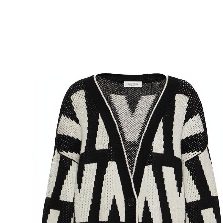 Sizing (W) Valentino 2021秋冬黑色棉质提花针织毛衣. WB3KA02I6G40NA