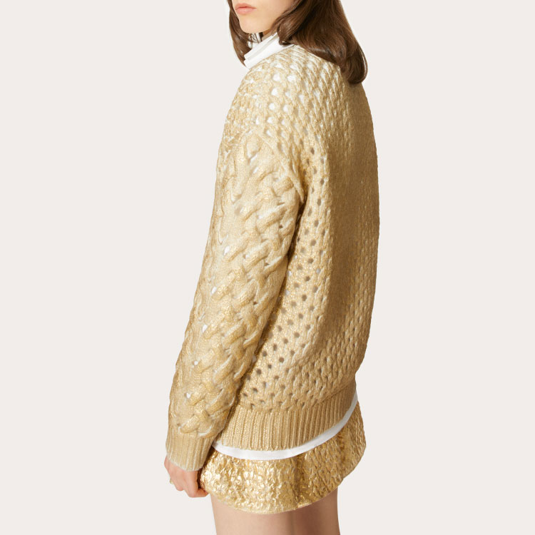 Details for (W) Valentino FW21 Baju Sejuk Crewneck Wool Emas. WB0KC27N6SPL01