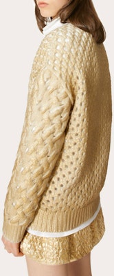 (W) Valentino FW21 Baju Sejuk Crewneck Wool Emas. WB0KC27N6SPL01 Details for (W) Valentino FW21 Baju Sejuk Crewneck Wool Emas. WB0KC27N6SPL01