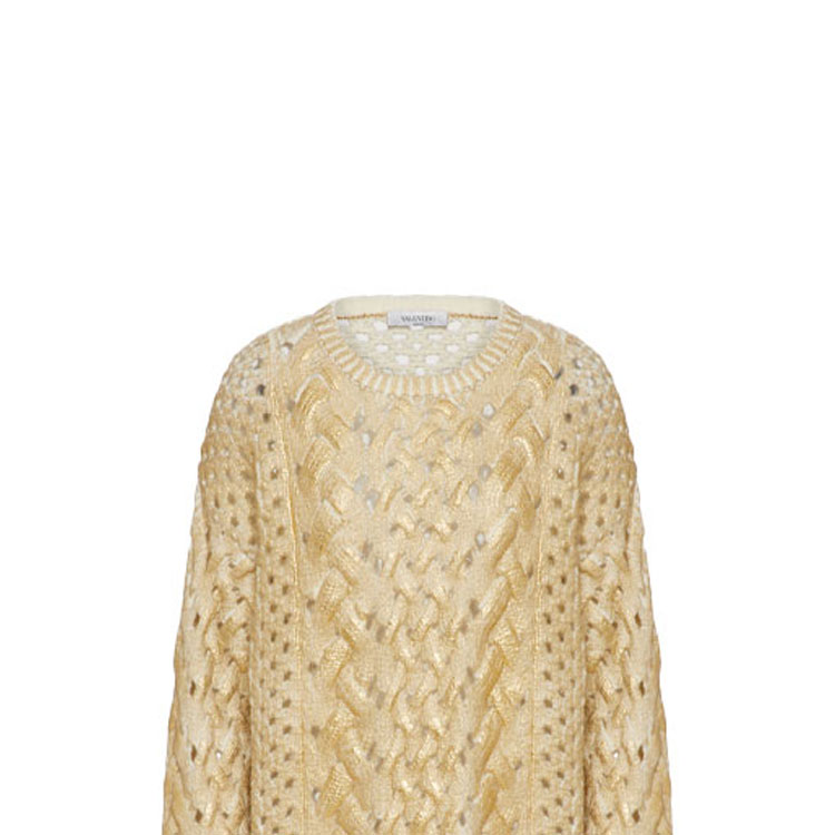 Cheap (W) Valentino FW21 Baju Sejuk Crewneck Wool Emas. WB0KC27N6SPL01