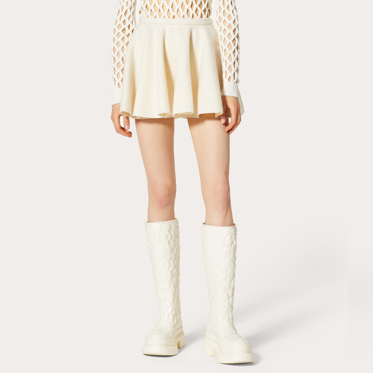 Shop (W) Falda Mini Línea A de Talla Alta Valentino FW21 Beige. WB0RA8826R6A03