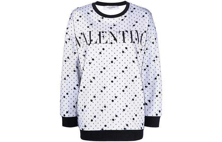 Order (W) Valentino FW21 Sweatshirt Pola Letter Dot Hitam. WB0MF13G6RBA01