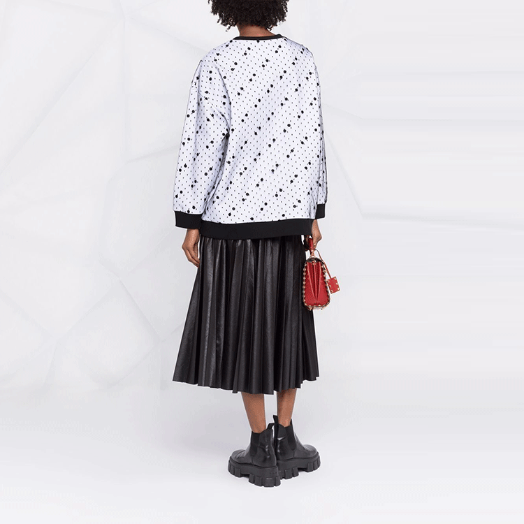 Shop (W) Valentino FW21 Sweatshirt Pola Letter Dot Hitam. WB0MF13G6RBA01