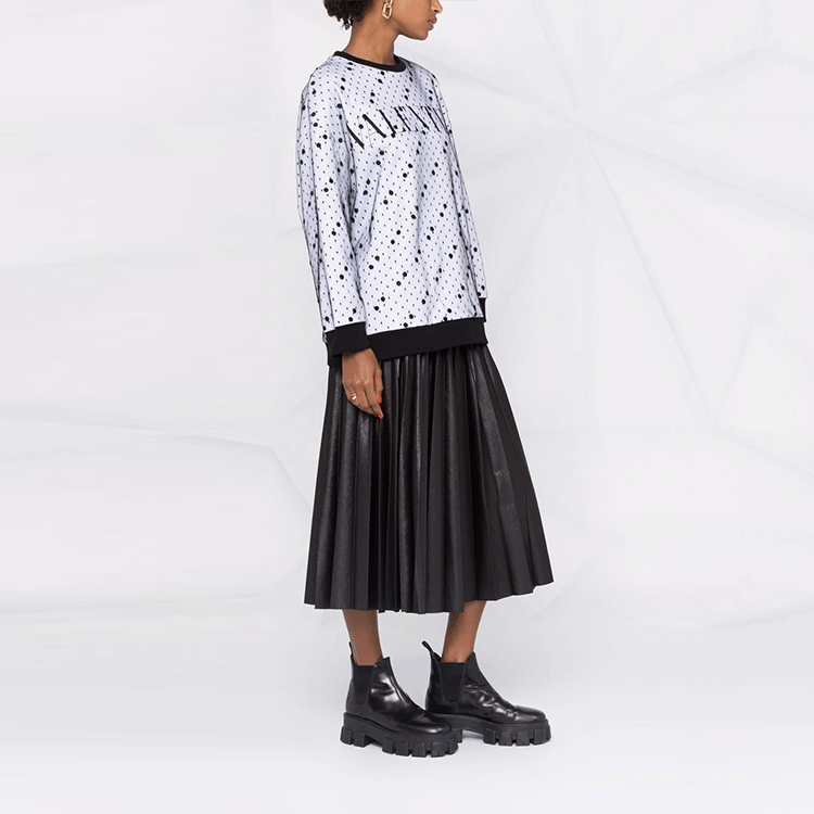 Purchase (W) Valentino FW21 Sweatshirt Pola Letter Dot Hitam. WB0MF13G6RBA01