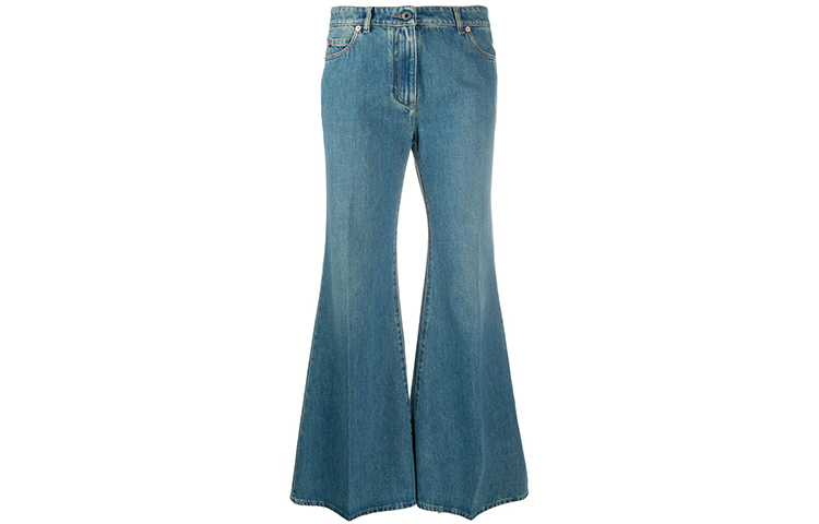 Order (W) Valentino FW21 Vaqueros Anchos Acampanados Logo Azul TB3DD08H4BD51B