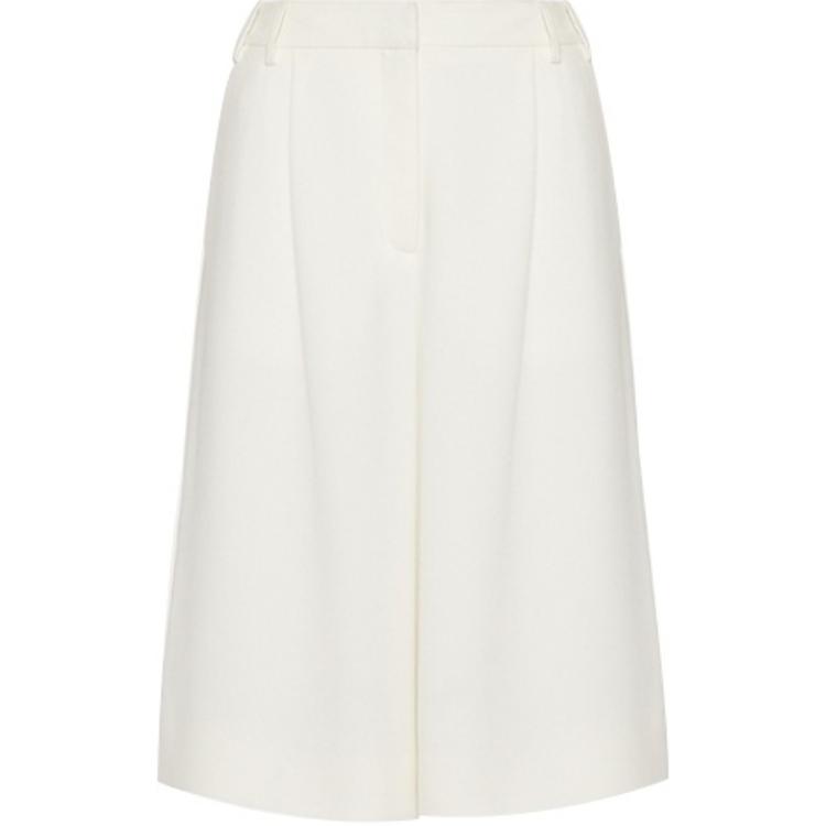 (Women) Valentino FW21 Loose Solid Wide-Leg Shorts Ivory White WB3RD0951MMA03