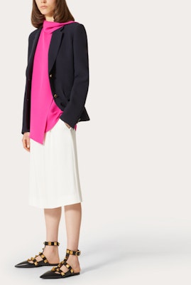 (Women) Valentino FW21 Loose Solid Wide-Leg Shorts Ivory White WB3RD0951MMA03 Lookbook (Women) Valentino FW21 Loose Solid Wide-Leg Shorts Ivory White WB3RD0951MMA03