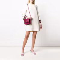 Lookbook (W) Valentino FW21 Gaun Lengan Panjang Putih Bordir Payet BVAQZ51CFO06