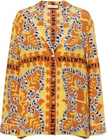 (Women) Valentino FW22 Bandana Print Chiffon Long-Sleeve Shirt Multicolor. 1B3AB3W67BH7BD (Women) Valentino FW22 Bandana Print Chiffon Long-Sleeve Shirt Multicolor. 1B3AB3W67BH7BD