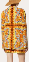 Shop (W) Valentino FW22 多色綁帶印花雪紡長袖襯衫. 1B3AB3W67BH7BD