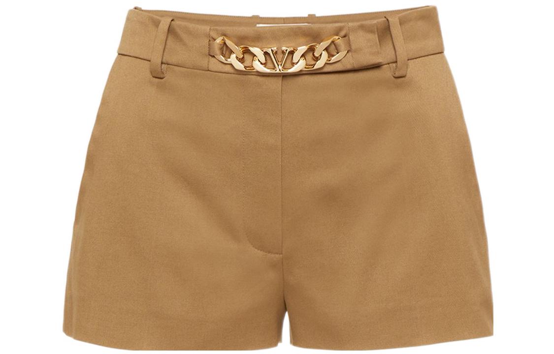 (Women) Valentino FW22  Brown Chain Accent Loose Casual Shorts. 1B3RF4V57A87CX