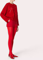 Lookbook (W) Valentino FW22 高腰直筒休閒短褲紅色搭配金屬V標誌 2B3RF1V51CF157