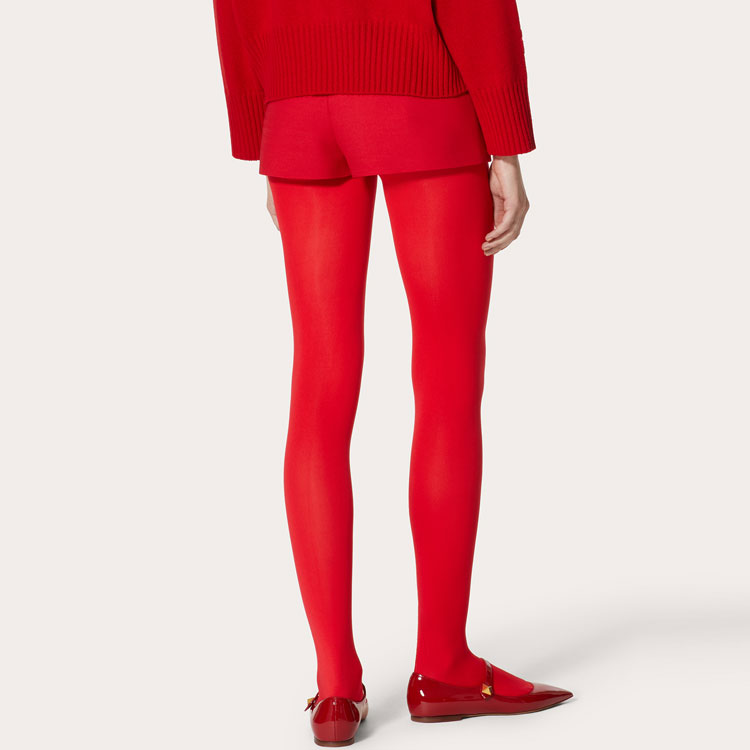 Shop (Women) Valentino FW22  High-Waisted Straight Casual Shorts Red with Metal V Logo 2B3RF1V51CF157