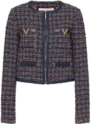 (W) Valentino FW22 Jaket Tweed Navy Blue Colorblock dengan Poket Zip 1B3CE2U07AHET6 Buy (W) Valentino FW22 Jaket Tweed Navy Blue Colorblock dengan Poket Zip 1B3CE2U07AHET6