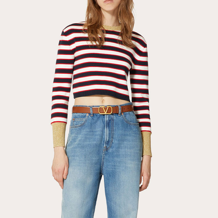 Lookbook (W) Valentino FW22 红色金属条纹圆领毛衣. 1B3KC37B7DY7DD