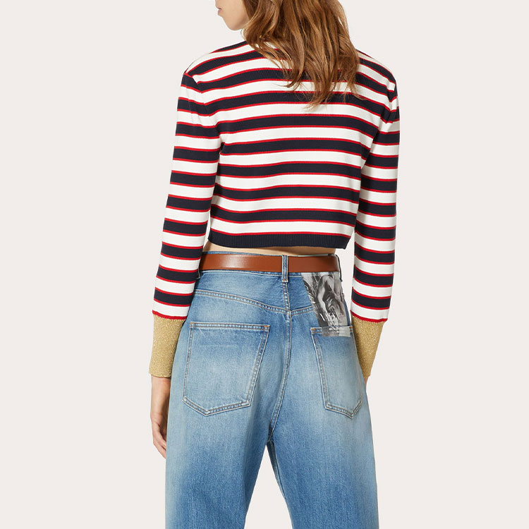 Shop (W) Valentino FW22 红色金属条纹圆领毛衣. 1B3KC37B7DY7DD