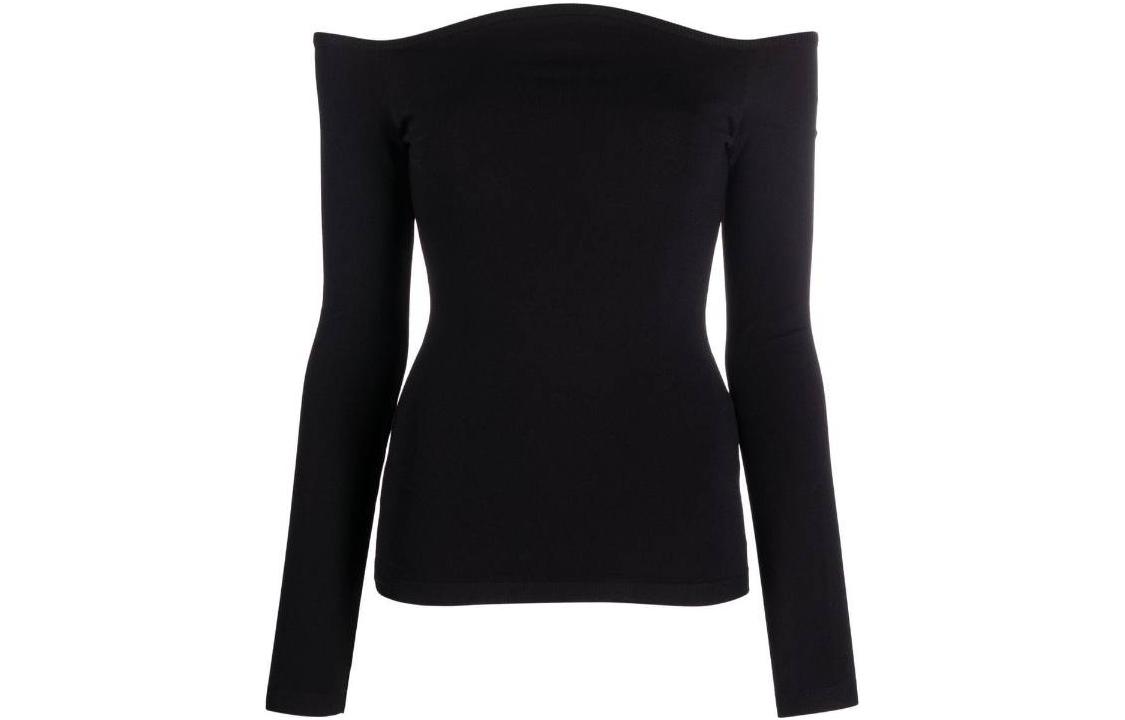 Order (W) Valentino FW22 Baju Sejuk Hitam Lengan Panjang Warna Solid 1B0KC39N7K50NO