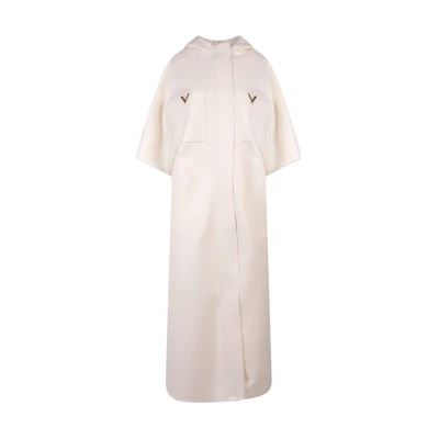 (Women) Valentino FW22 Solid Color Long Sleeve Hoodie Dress Off-White. 1B3CG3766JAA03