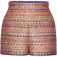 (Women) Valentino FW22 Tweed Zipper Casual Shorts Purple-Gold 2B3RF2A47LTYT2 (Women) Valentino FW22 Tweed Zipper Casual Shorts Purple-Gold 2B3RF2A47LTYT2
