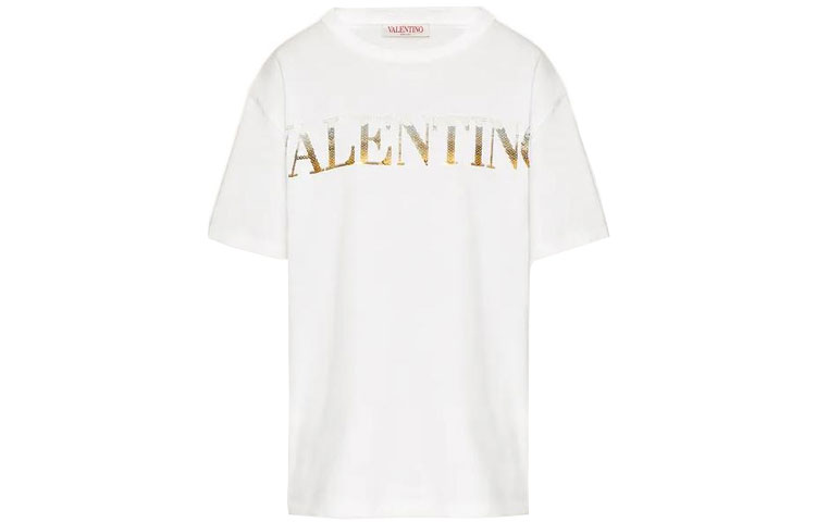 (Women) Valentino FW22  White Logo Print Oversized Casual Crewneck T-Shirt 1B3MG18W7DN0BO 圖 2