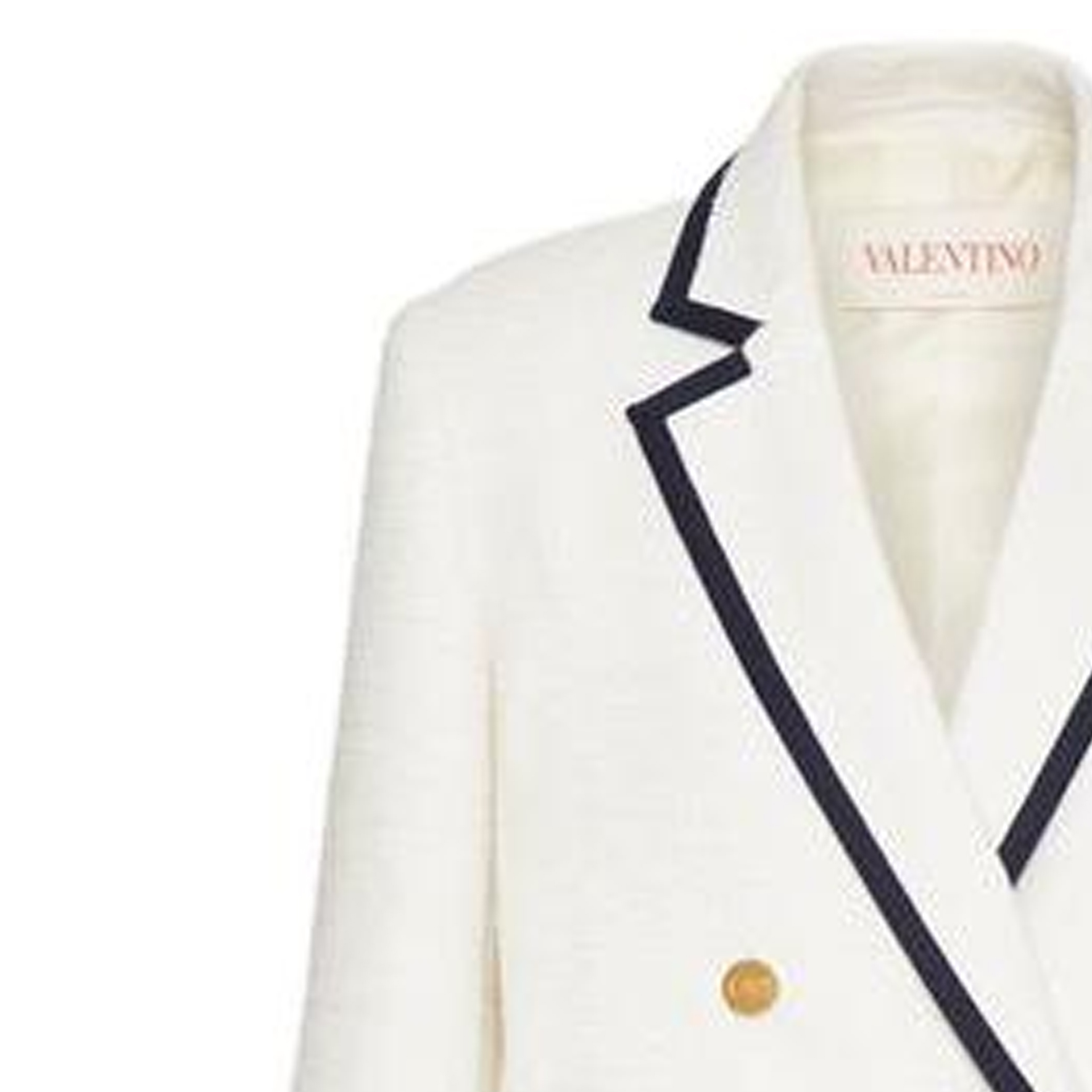 Sizing (W) Valentino FW23 Blazer Kasual Putih Bergaris Double-Breasted. 3B3CEE607A66A1