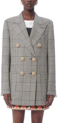 (W) Valentino FW24 Blazer Hitam/Putih Houndstooth Lengan Panjang Double-Breasted 6B3CE40090U0AN Shop (W) Valentino FW24 Blazer Hitam/Putih Houndstooth Lengan Panjang Double-Breasted 6B3CE40090U0AN