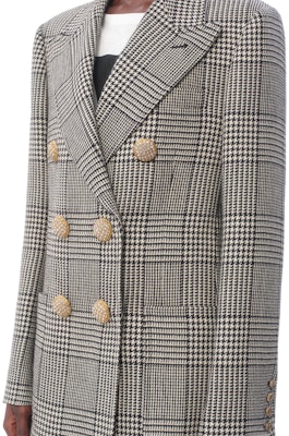 (W) Valentino FW24 Blazer Hitam/Putih Houndstooth Lengan Panjang Double-Breasted 6B3CE40090U0AN Cheap (W) Valentino FW24 Blazer Hitam/Putih Houndstooth Lengan Panjang Double-Breasted 6B3CE40090U0AN