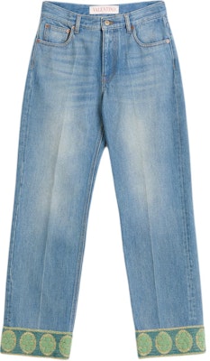 (W) Valentino FW24 藍色直筒牛仔褲配提花飾邊 6B3DD18X94V558 Buy (W) Valentino FW24 藍色直筒牛仔褲配提花飾邊 6B3DD18X94V558