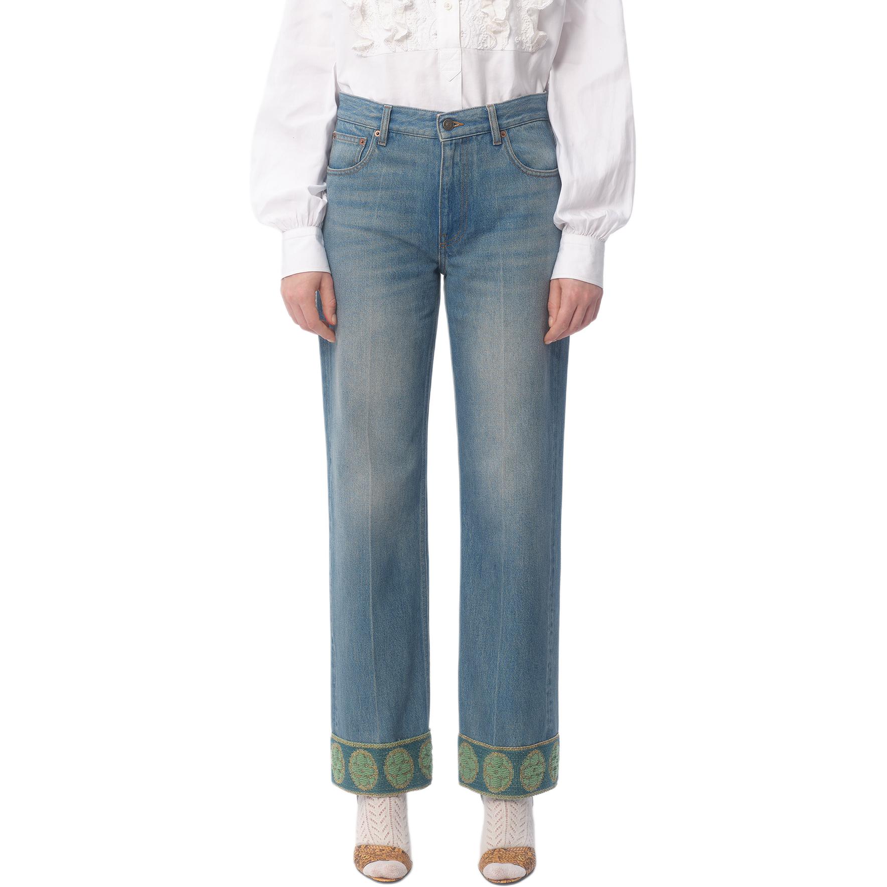 Lookbook (W) Valentino FW24 藍色直筒牛仔褲配提花飾邊 6B3DD18X94V558