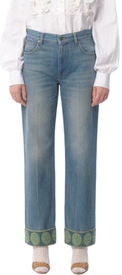 (W) Valentino FW24 藍色直筒牛仔褲配提花飾邊 6B3DD18X94V558 Lookbook (W) Valentino FW24 藍色直筒牛仔褲配提花飾邊 6B3DD18X94V558