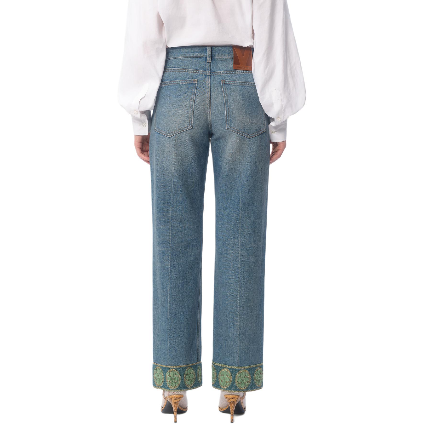 Purchase (W) Valentino FW24 藍色直筒牛仔褲配提花飾邊 6B3DD18X94V558