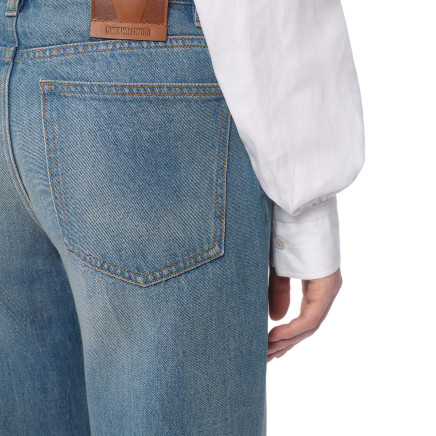 Sizing (W) Valentino FW24 藍色直筒牛仔褲配提花飾邊 6B3DD18X94V558